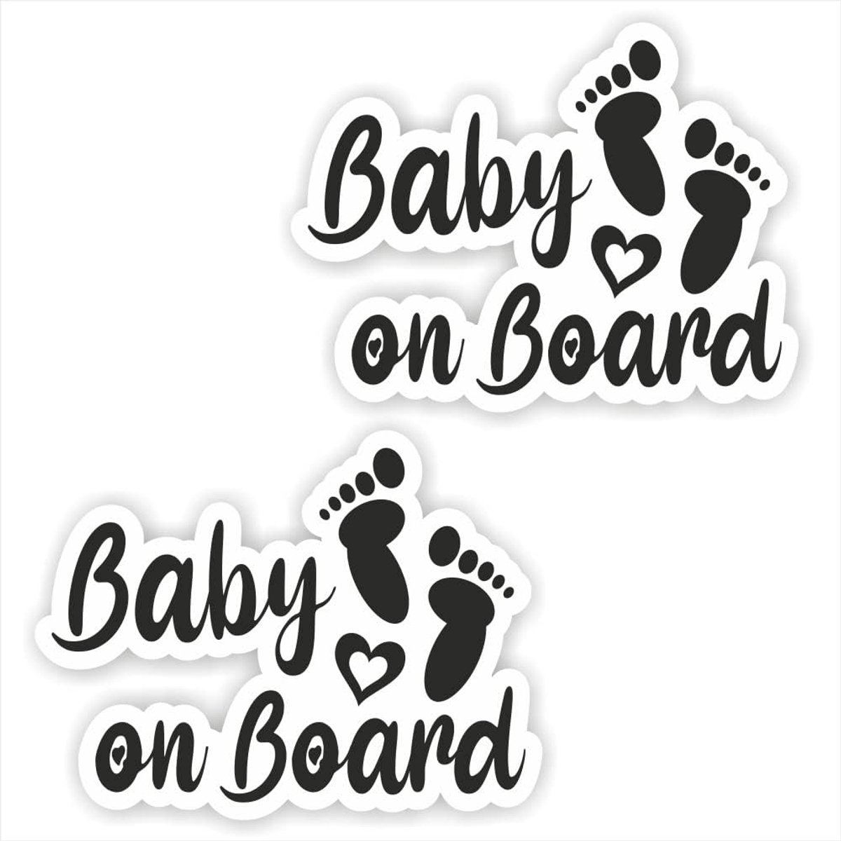 SnelShoppen - Baby on Board Sticker Set - 2 Stuks - 12 x 9 cm - Hoge Kwaliteit Auto Sticker - Grappige Auto Decoratie - Duurzaam en Weerbestendig - Pe