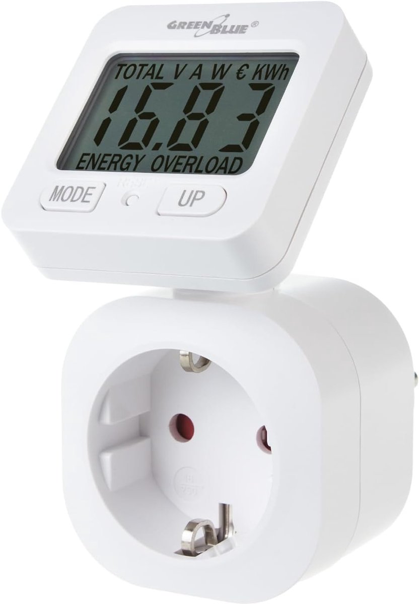 SnelShoppen - Wattmeter Energie Meter 16A Max. 3680W - Energieverbruik Monitor - Frans Stekker E & Schuko Stekker F - Bespaar op Elektriciteit Kosten