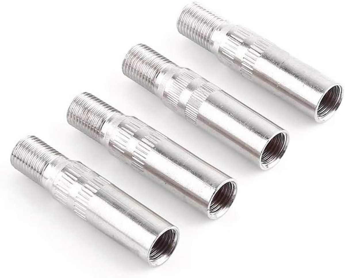 SnelShoppen - 4 x Ventielverlengingen voor Auto, Robuuste Metalen Ventieldoppen, Handgrepen voor Auto, Vrachtwagen, Caravan - Duurzaam en Waterdicht