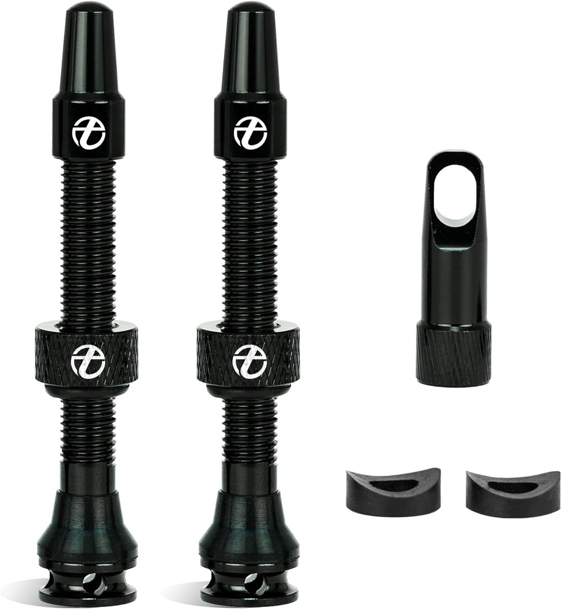 SnelShoppen - Presta Tubeless Ventiel Stem 48 mm Super Light Aluminium Ventiel Kit voor Tubeless Banden - 2 Ventielen met Aluminium Ventieldop en Vent