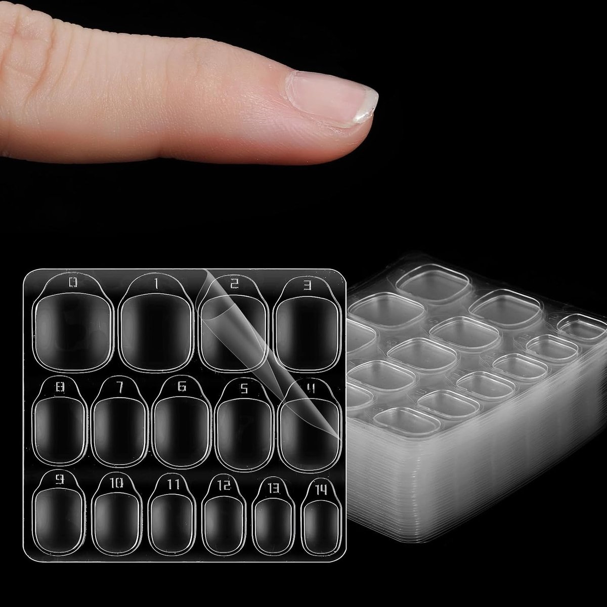 SnelShoppen - 600 stuks nagelkleefpads, transparante nagellijm-stickers, zelfklevende jelly gel kleefpads voor doe-het-zelf manicure en nageldecoratie