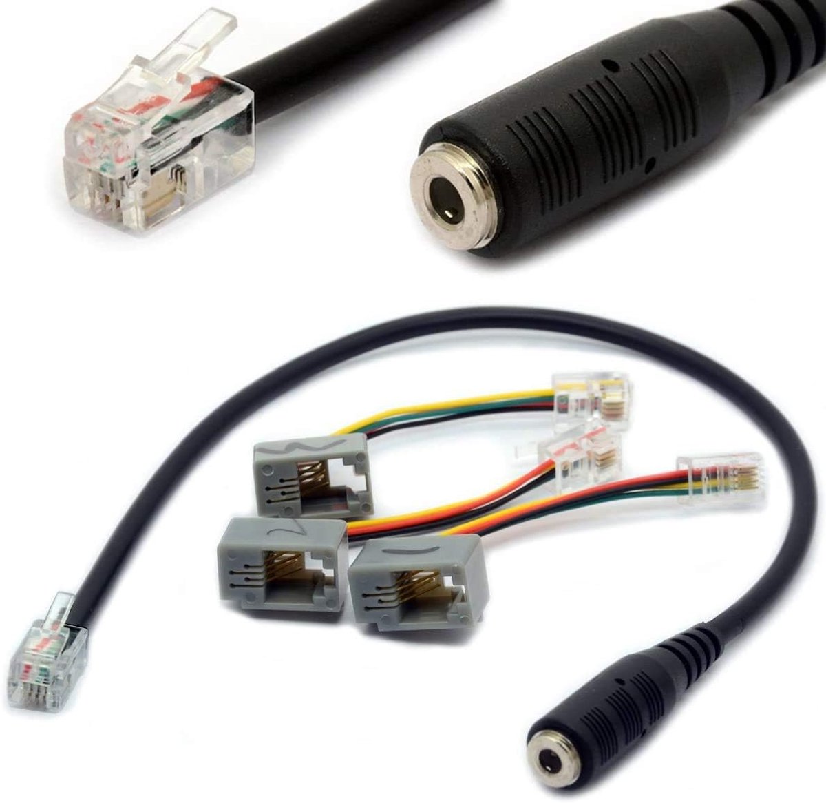 SnelShoppen - 4P4C RJ9/RJ10 naar 3.5mm Vrouwe Headset Adapter Kabel Stereo Converter voor Telefoon - 30CM - Voor VoIP Telefoons zoals Cisco en Avaya