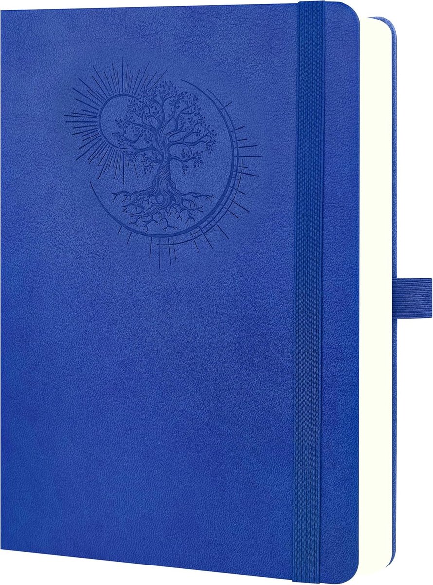 SnelShoppen - A5 Notitieboek Tree of Life - 360 Pagina's, 100 g Papier, PU Cover, Elastische Band, Penhouder, 3 Boekenleggers - Ideaal voor Werk, Stud