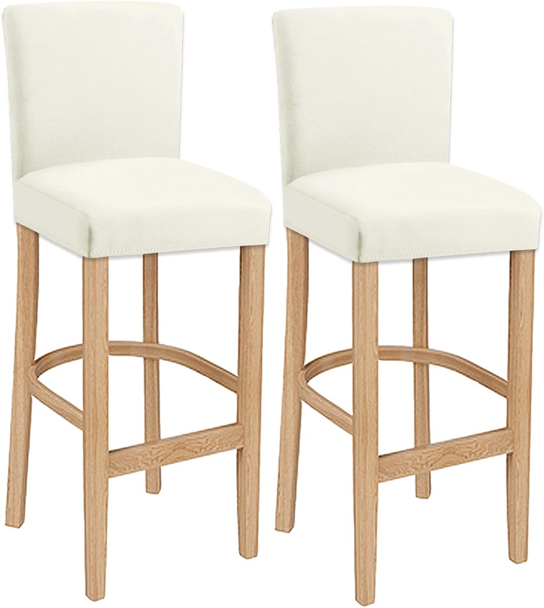 SnelShoppen - 2x Barstoel Hoes Stretch Wasbaar Voor Draaiende Eetkamerstoel, Kleur: Ivoor, Geschikt Voor Kort Barstoelen