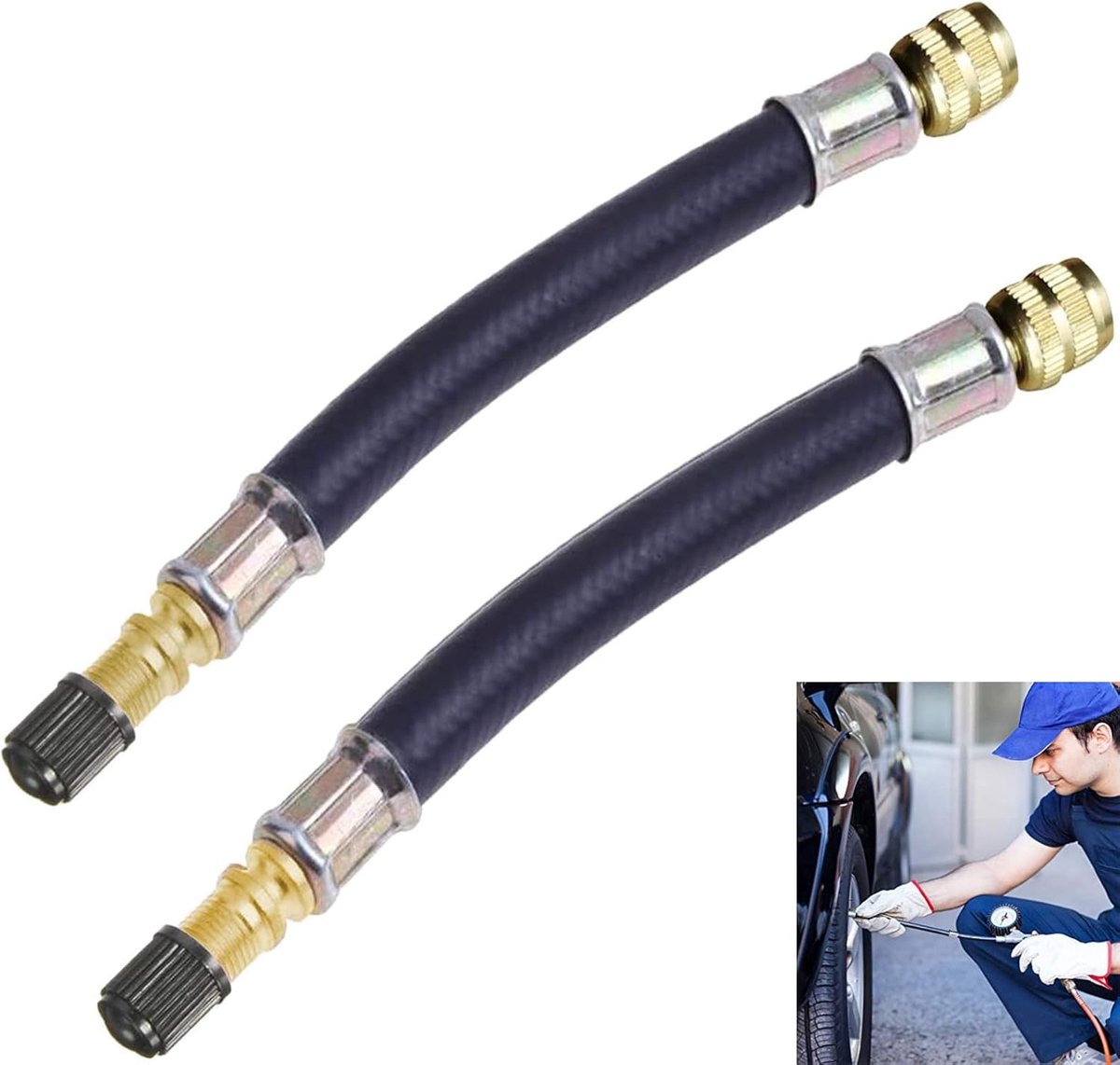 SnelShoppen - Flexibele Rubber Ventiel Extensie Adapter 160mm voor Auto's, Trucks, Motoren en Fietsen - Duurzaam en Betrouwbaar