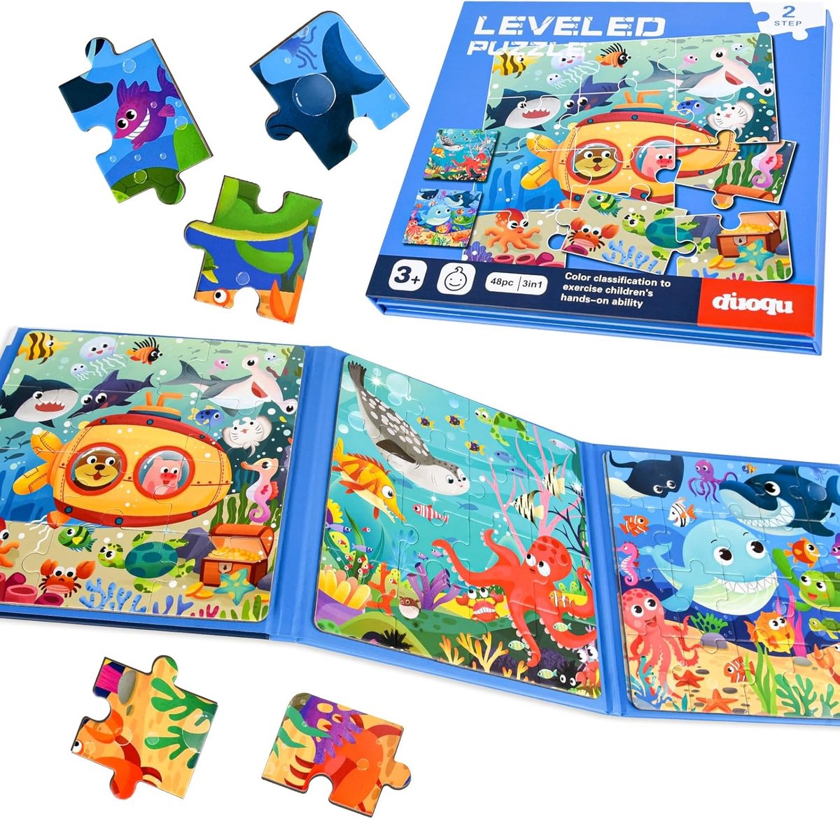 SnelShoppen - Magnetische Puzzels voor 2-5 Jaar, Reispuzzels, Speelgoed voor Peuters tijdens Vliegtuigen en Auto Ritten, 48 Stuk Puzzel Spelletjes, Ac