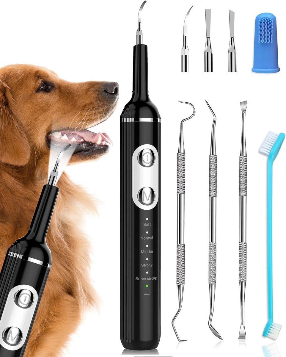 SnelShoppen - Ultrasonic Tandreinigingsset voor Honden, Dierentandenreiniger met LED Licht en Borstel voor Mondverzorging, Tandenpoetsen, Plaque Verwi