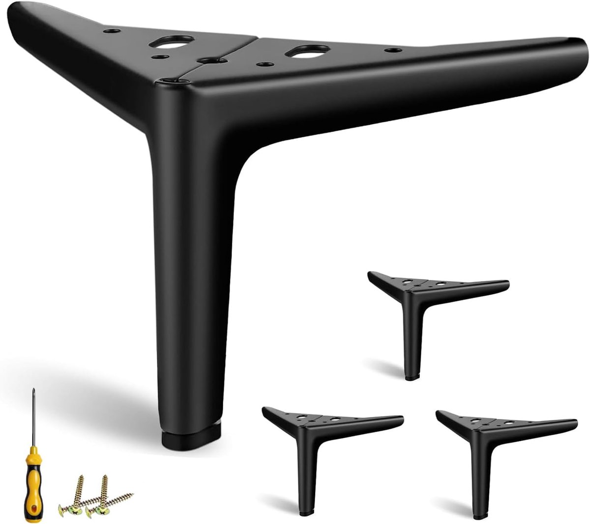 SnelShoppen - 4 Stuks Metalen Meubelpoten 12 cm - Zwarte Laagboard Poten - Sterke IJzeren Kast Poten - Tot 800 kg Laadcapaciteit - Perfect voor Kasten