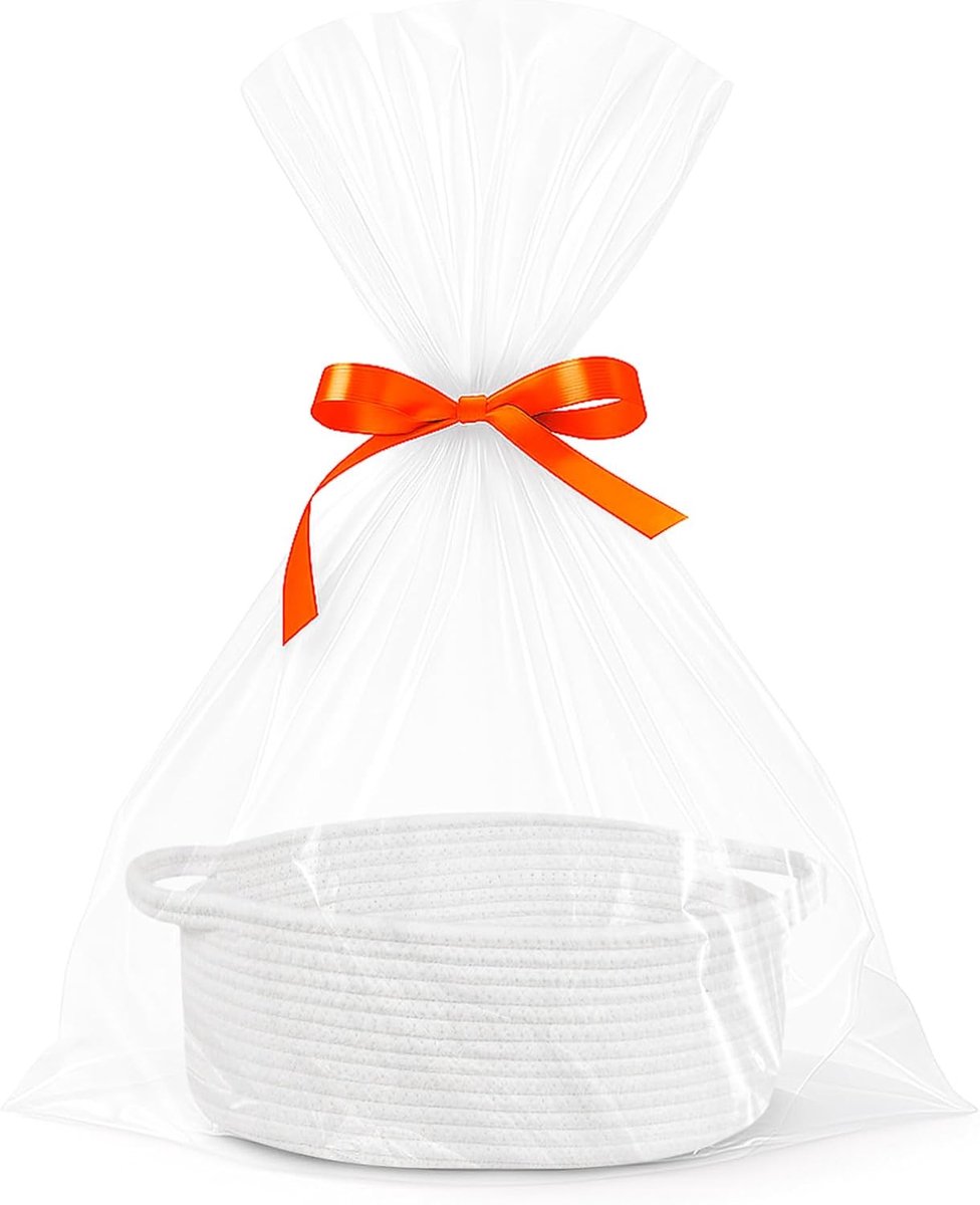 SnelShoppen - Lege Geschenkmand Gevlochten Katoenen Touw Mand voor Babyshower, Verjaardag, Bruiloft, Pasen, Thanksgiving, Kerstmis - Duurzaam met Hand