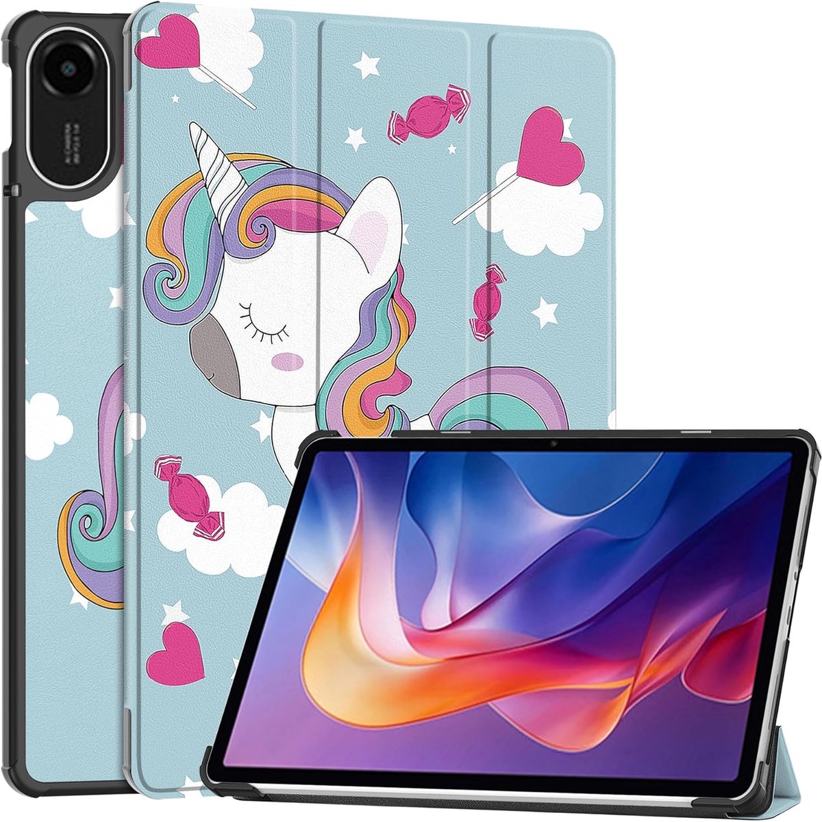 SnelShoppen - Beschermhoes voor 11 inch Tablet, PU Leer Flip Cover met Stand Functie voor Xiaomi Redmi Pad 2, Luxe Licorne Design, Ideaal voor Thuis e
