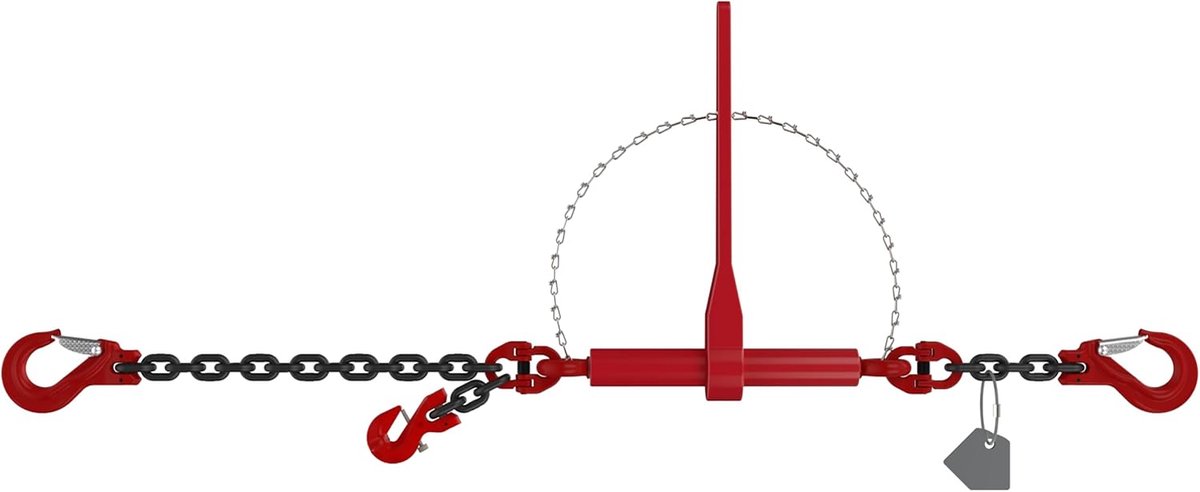 SnelShoppen - Lashing Chain 3.5m met Fork Head Hook en Ratchet Tensioner voor Lichte Excavators - 2200 DaN Kracht, Kwaliteitsklasse 8, Verkortbaar met