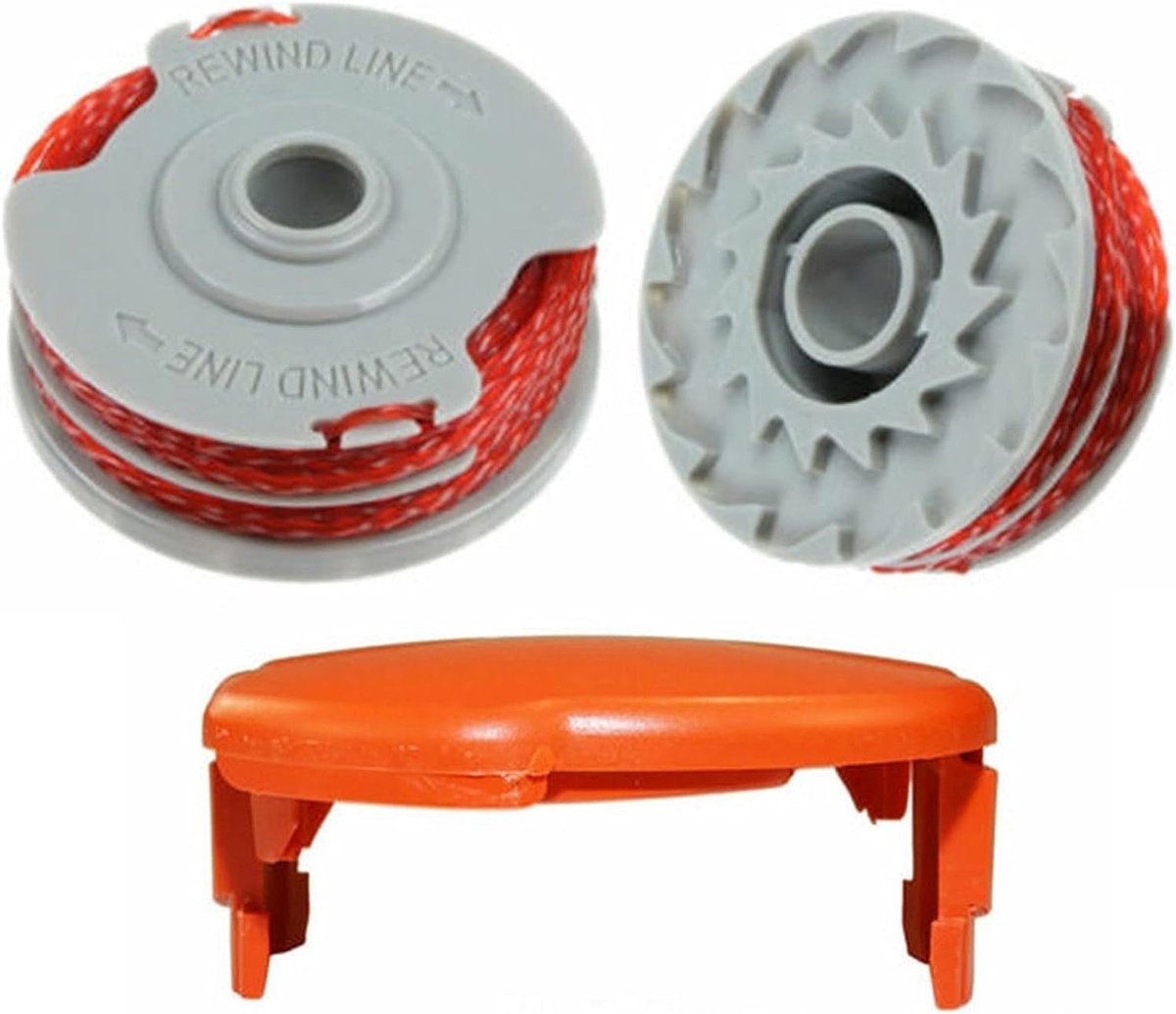 SnelShoppen - Trimmer Spool & Line voor Grastrimmer, Vervangende Spoel & Draad, Eenvoudige Installatie, 1 x Spoel Cover Cap + 2 x Spoelen voor Tuinond