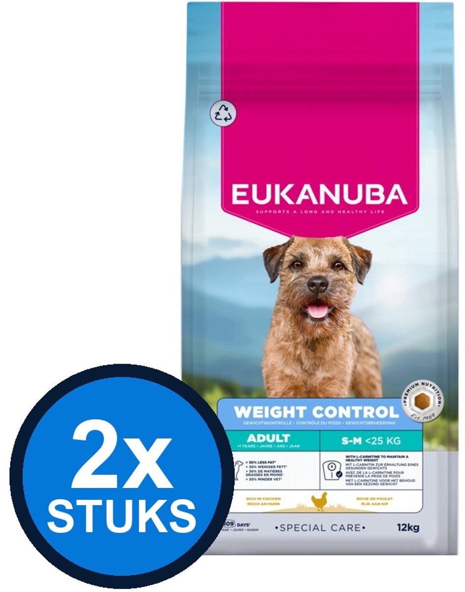 2x Eukanuba - Special Care dog adult small/medium weight control 12kg