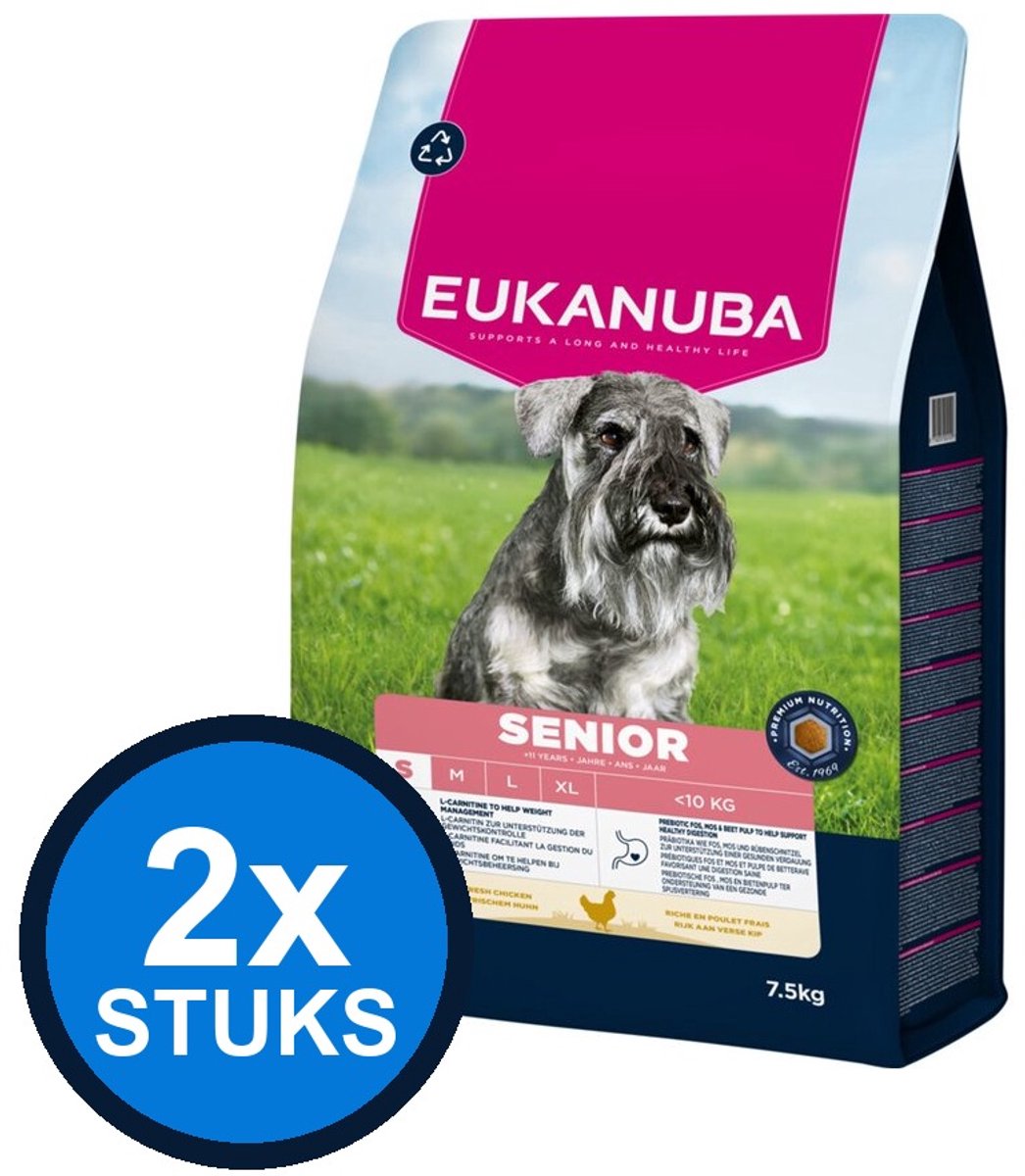 2x Eukanuba - Life Care dog senior small chicken 7,5kg