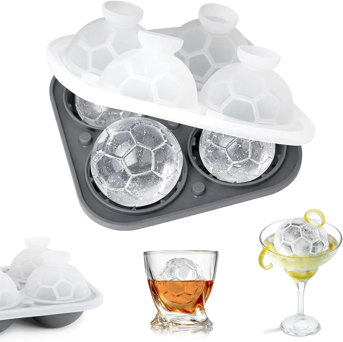SnelShoppen - Grote Silicone IJsblokjesvorm met Deksel - Rond IJsbal Mould voor Cocktails & Whiskey - Ideaal voor Feest, Keuken en Tuin