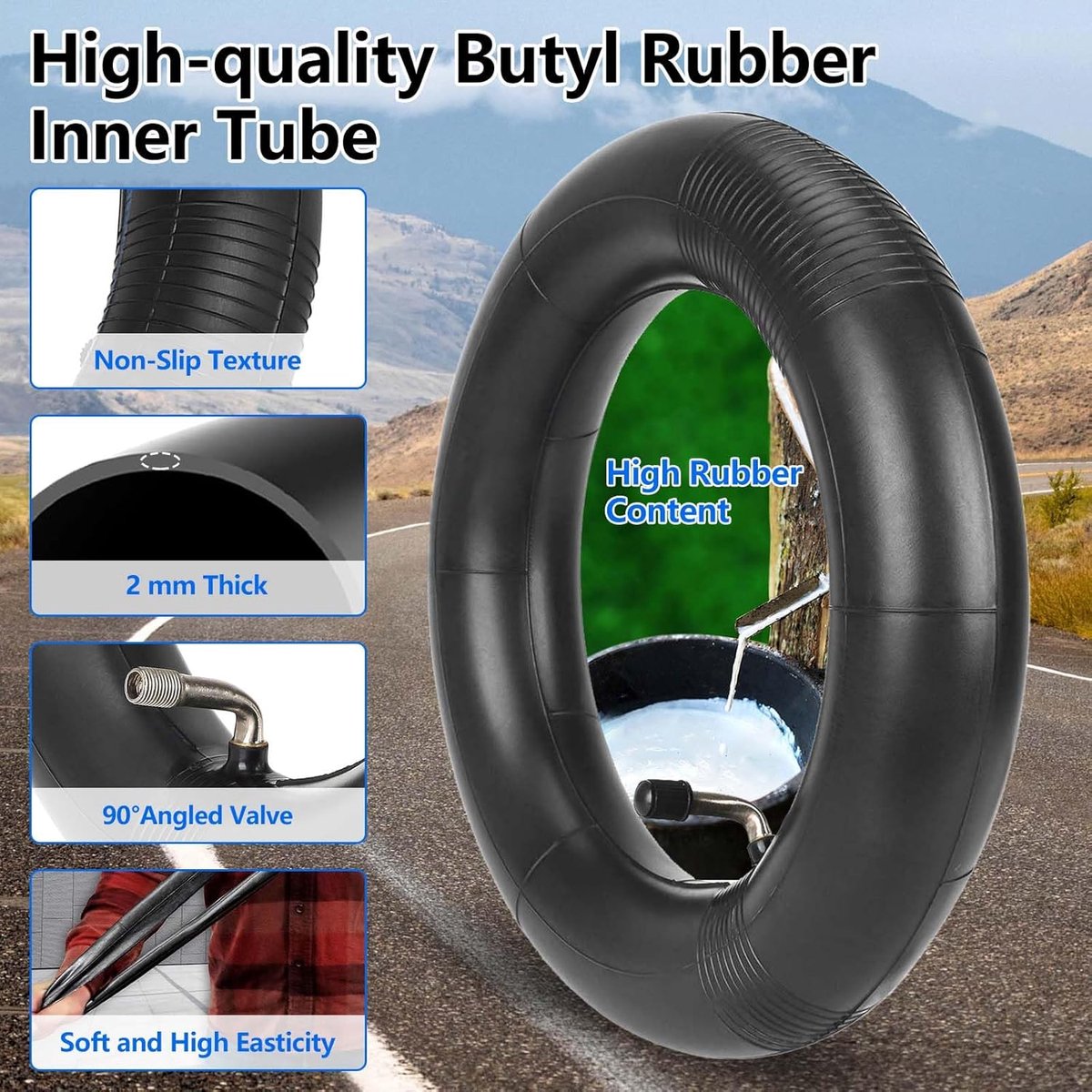 SnelShoppen - 10 Inch E-scooter Wiel 10x2.50 met 90° Ventiel, Duurzaam Butyl Rubber voor Ninebot MAX G30, Kugoo M4 en Meer