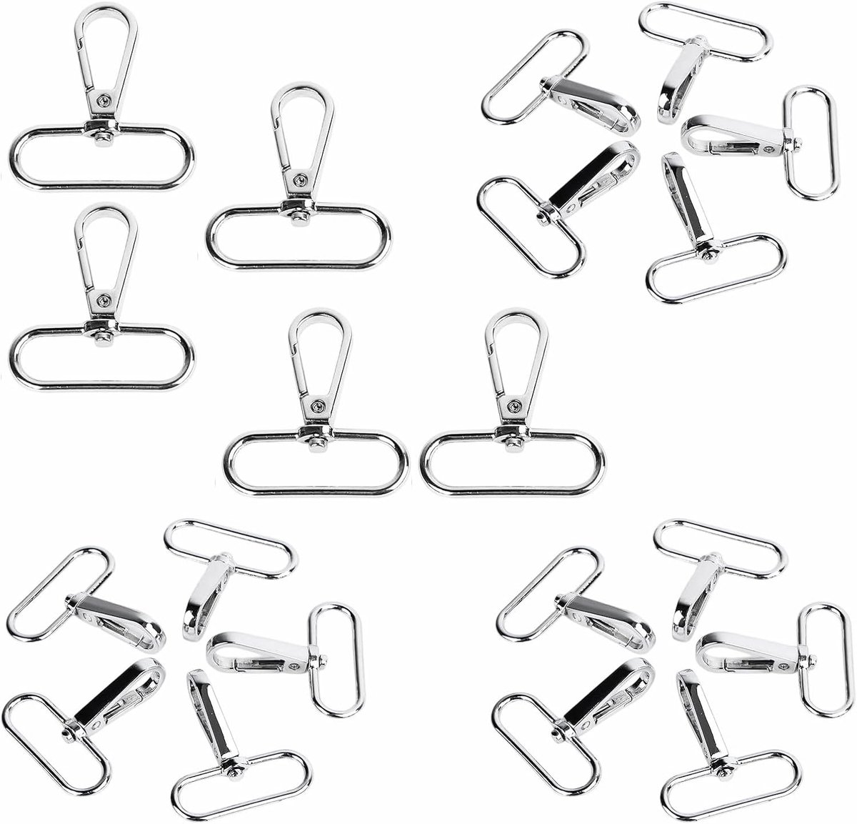 SnelShoppen - 20 Stuks Karabijnhaken Sleutelhangers Draaibare Karabijnsluitingen en Sleutelringen - Lichtgewicht Zinklegering - Ideaal voor Doe-Het-Ze