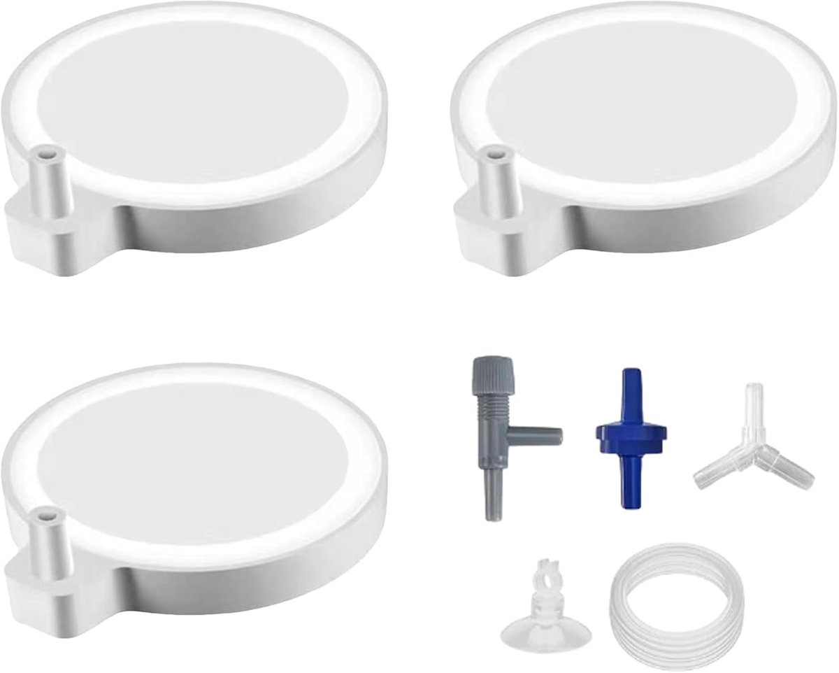 SnelShoppen - Pack van 3 Nano Badstenen voor Aquarium, Luchtstenen met Rustige Luchtuitstroom, 5 cm, Ideaal voor Aquariums tot 60 cm, Compleet Accesso