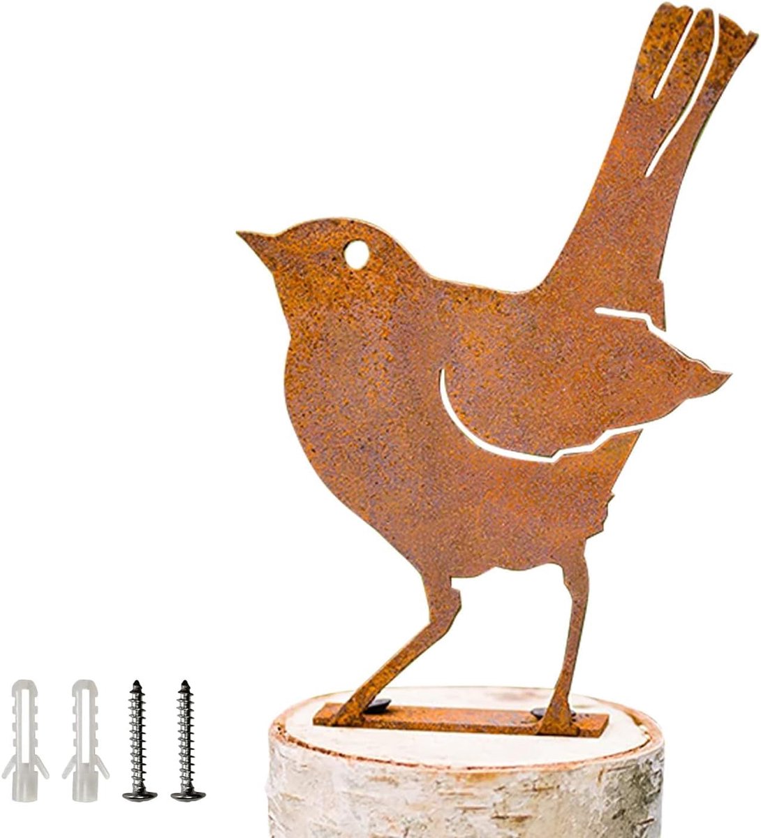 SnelShoppen - Decoratieve Rustige Tuin Vogel - Unieke Vintage Metalen Tuin Decoratie met Roest Patina voor Tuin, Balkon en Buitenruimte