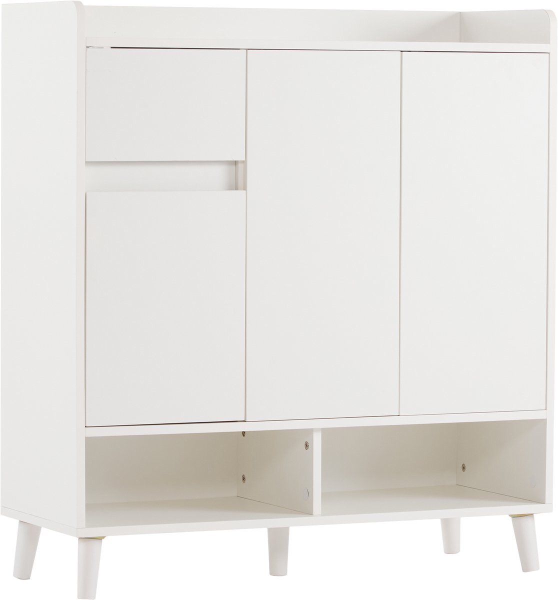 COVREO Schoenenkast 90 x 35 x 99 cm – wit, spaanplaat, verstelbare legplanken en deuren