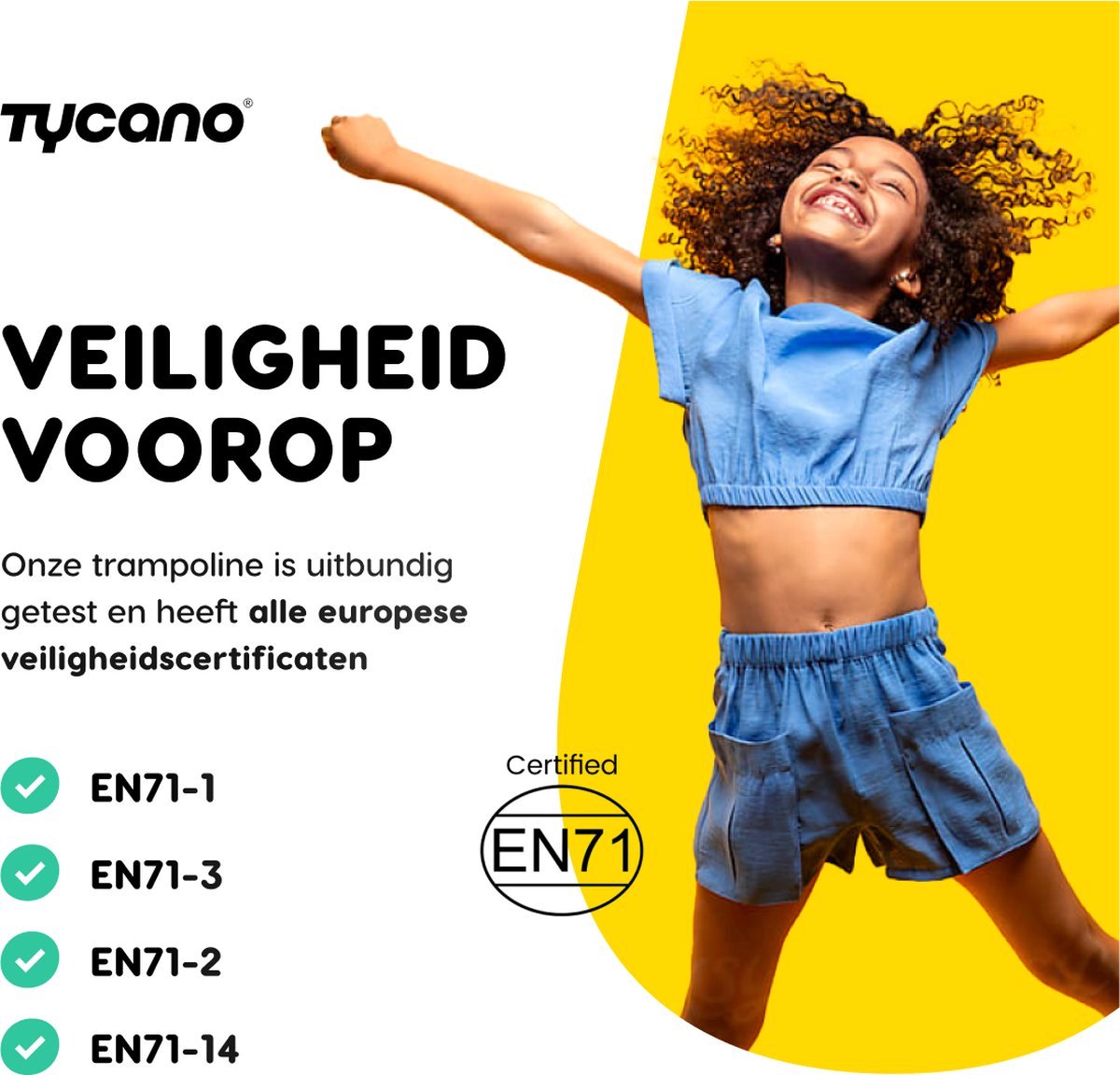 Tycano Kinder Trampoline met Veiligheidsnet - 183 cm - Incl trapje - Water- en UV-bestendig - Stevig Frame — afbeelding 10