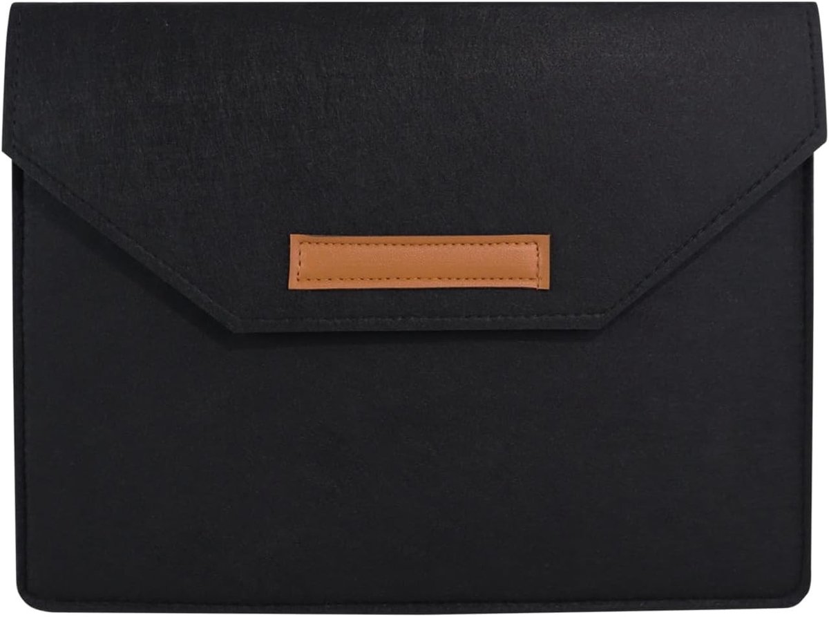 Draagbare laptop sleeve van vilt voor 11/13 inch laptops, multi-pocket tas, beschermhoes voor MacBook en tablets, ultra-dun ontwerp, zwart