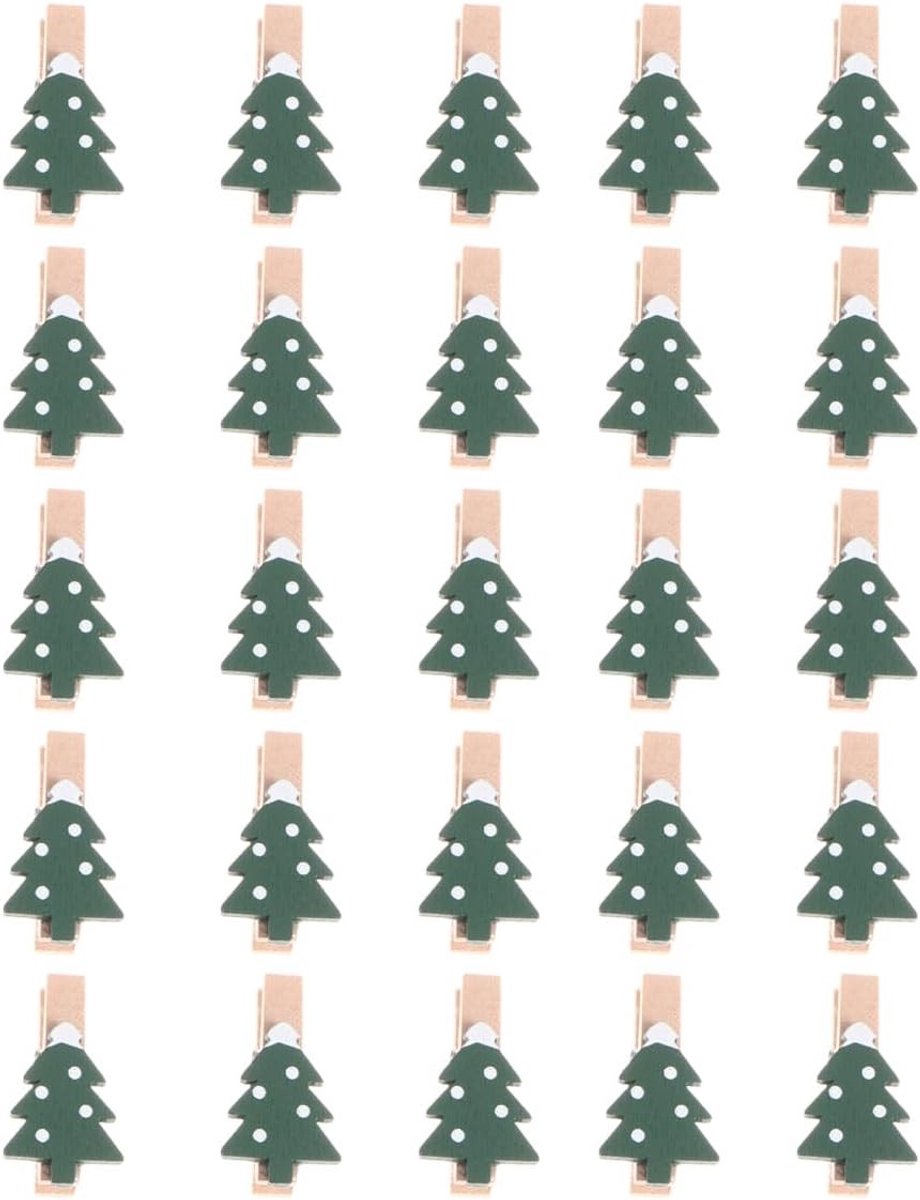 25 mini houten knijpers voor kerstdecoratie - Perfect voor foto's, kantoor en feestversiering