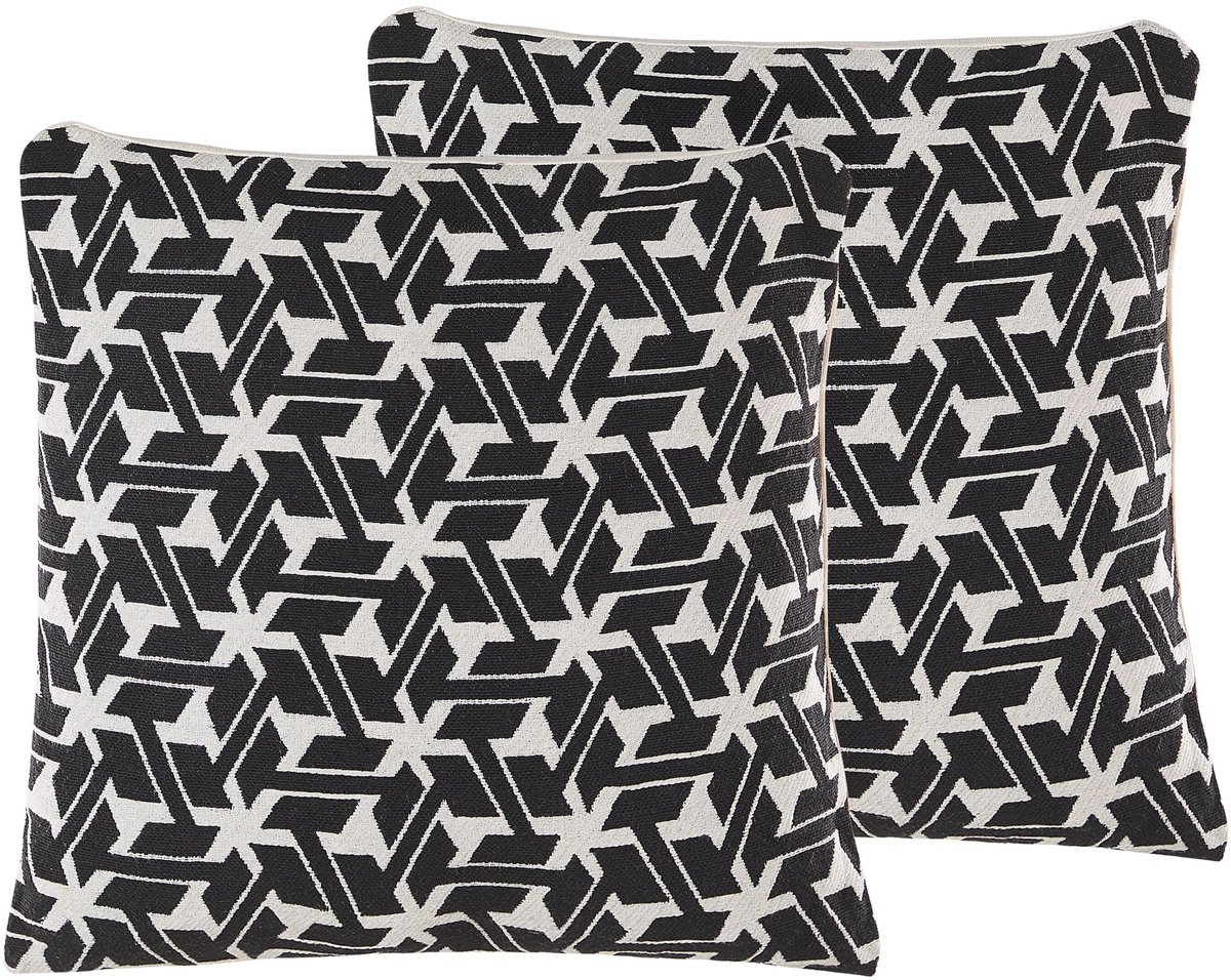 Beliani ANDIRIN - Sierkussen set van 2 - Crème - 45 x 45 cm - Katoen Zwart