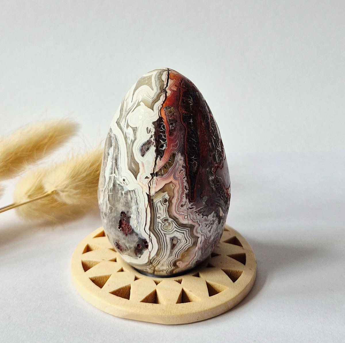 Druzy Mexican Crazy Lace Agaat Ei 144gr - Edelsteen Carving