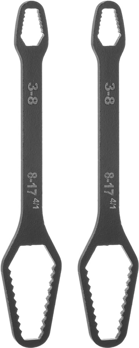 SnelShoppen - 2 Stuks Universele Torx Sleutels 3-17mm met Dubbelzijdige 0.3cm Dikte, 14 Inch Lengte Verstelbare Ratelsleutel, Zwart Gereedschap