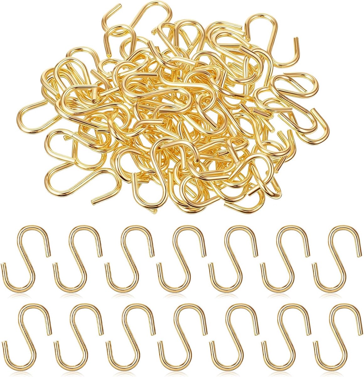 SnelShoppen - Pack van 60 Kleine S Haakjes 2.5 cm Gouden Mini S Haakjes voor Sieraden, Halskettingen, Planten, Verlichting, Potplanten en Sleutelhange