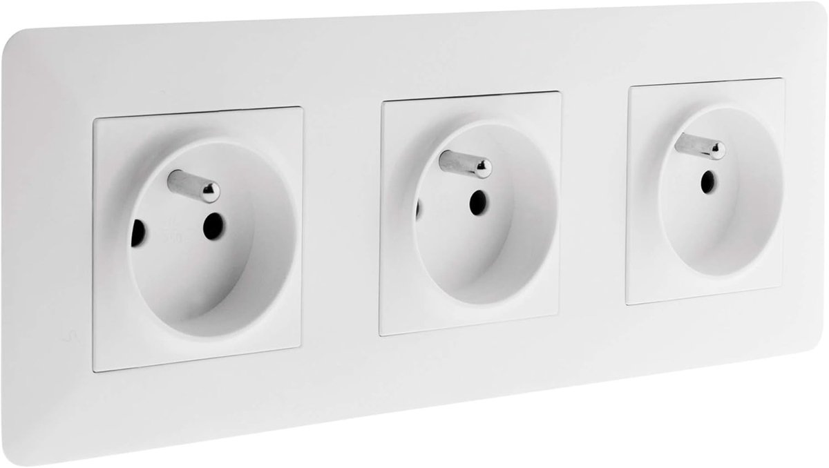 SnelShoppen - Triple 16A Stopcontact - 2P+T Voorgeprewired - Stijlvol Elektrisch Materiaal met Millimeter Aanpassing - Compatibel met Inbouwdoos - Wit