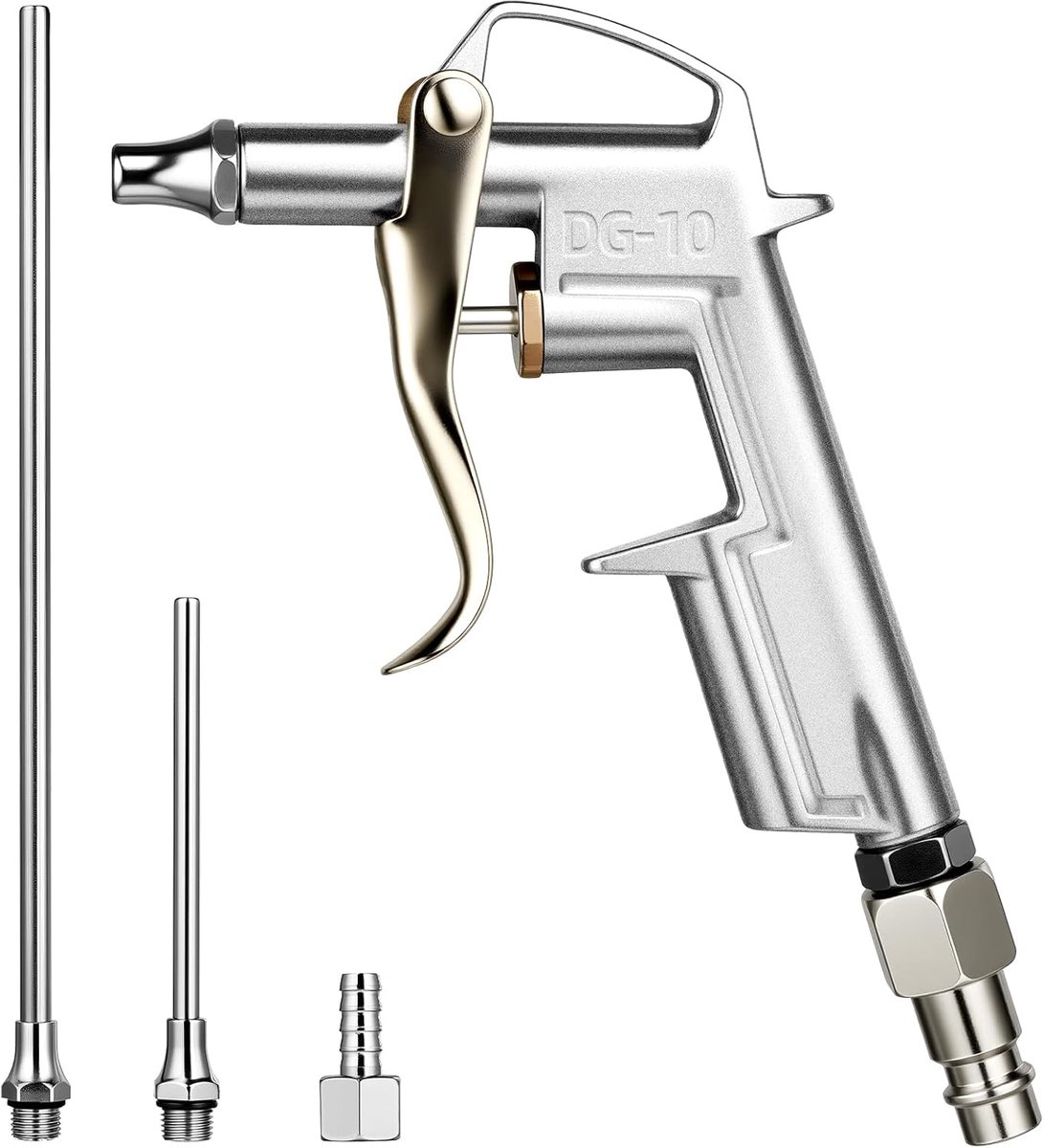 SnelShoppen - Air Blow Gun, Pneumatische Blazer, Aluminium Blazergun, 1/4" Bsp Duitse Snelsluiting, Voor Compressor Accessoires en Gereedschap