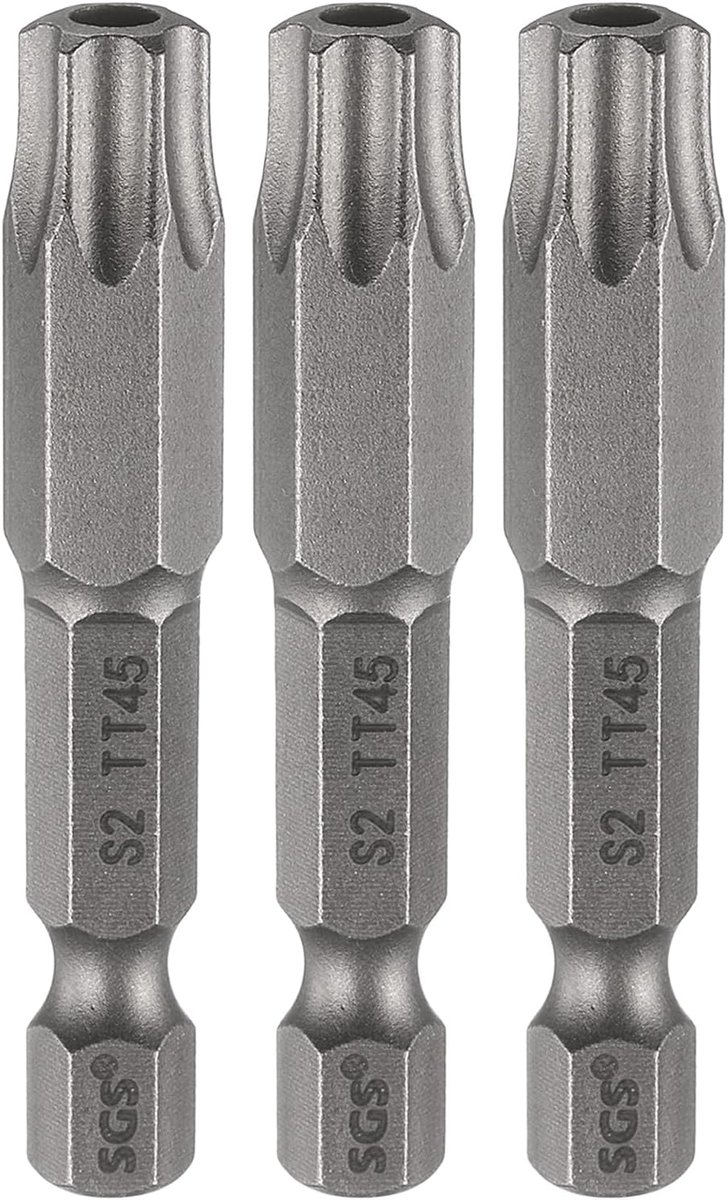 SnelShoppen - 3pcs TT45 Torx Schroevendraaier Bit Set 50mm Lang 1/4 Inch Magnetische Hex Shank S2 Staal Voor Draadloze Schroevendraaier Torx Schroeven