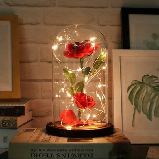 Belle en het Beest Eeuwige Roos in Glazen Koepel - Decoratief Cadeau