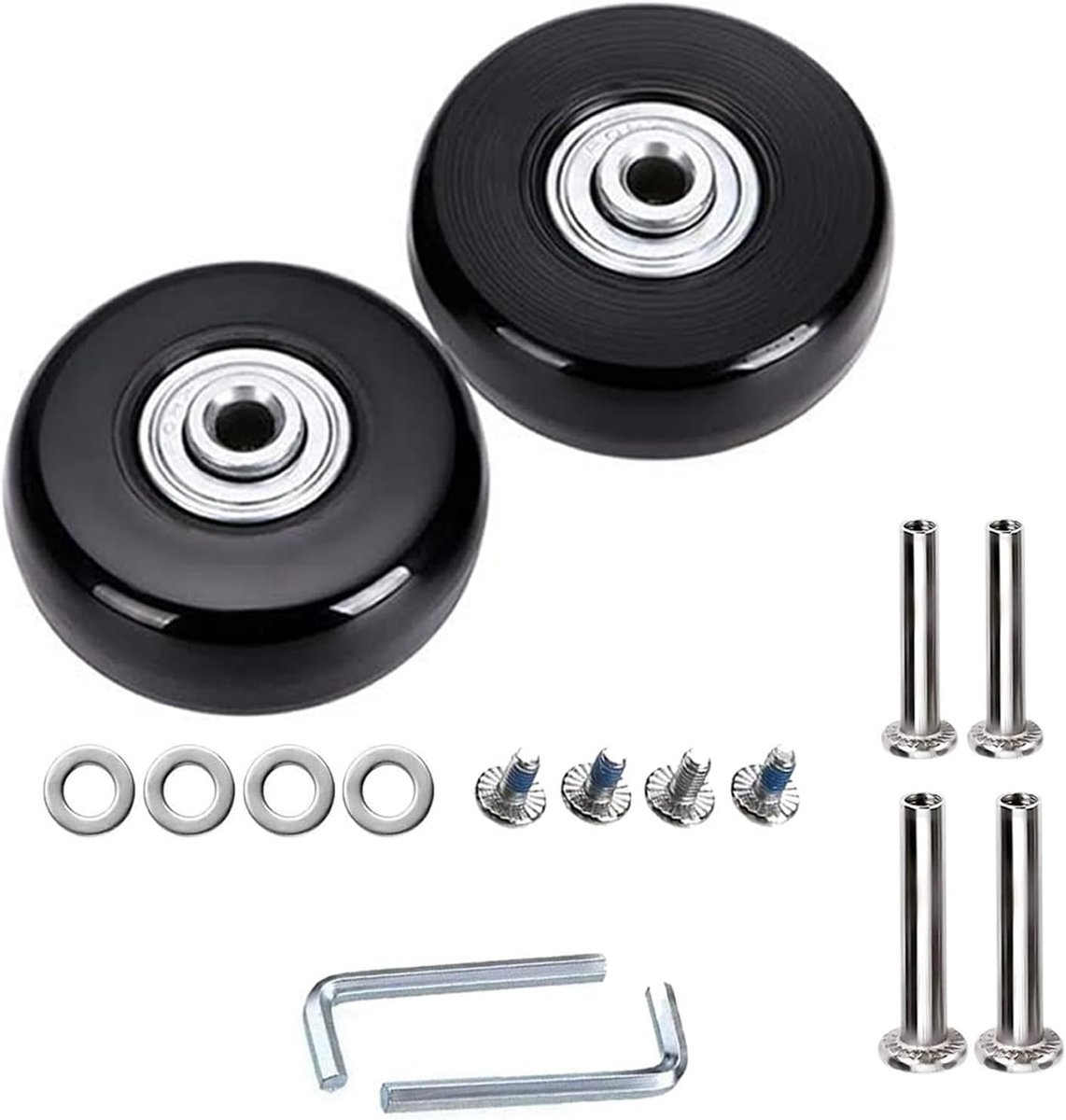 SnelShoppen - 2x 45mm Rubber Vervangwielen voor Koffers - Slijtvaste, Geluidsloze Luggage Wielen voor Trolleys - Perfecte Spare Parts voor Reisbagage