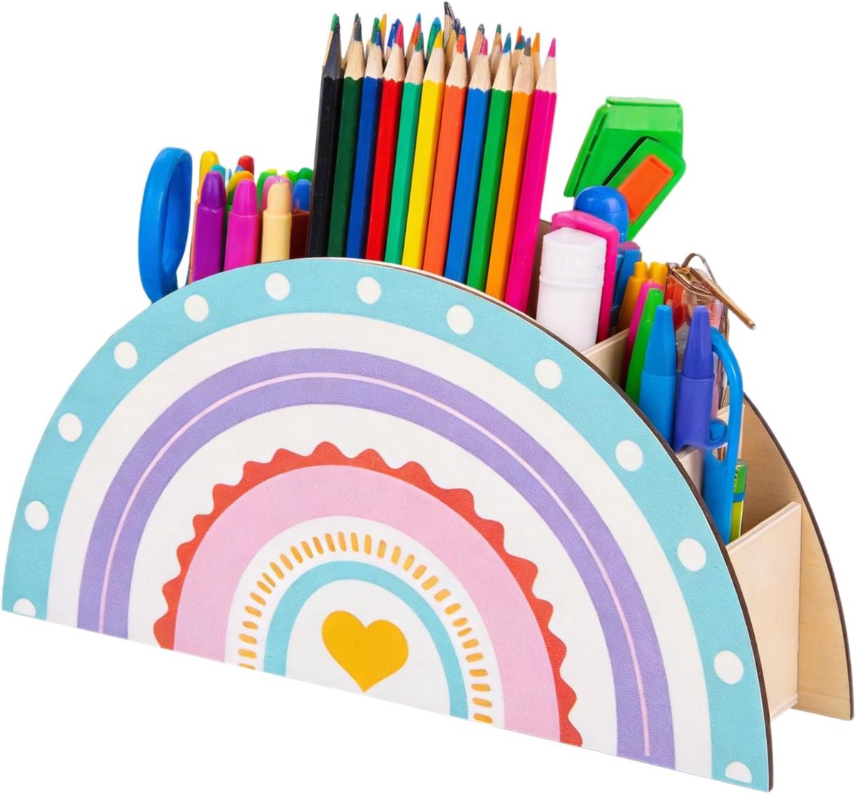 SnelShoppen - Houten Penhouder Desk Organizer met 5 Compartimenten, Multifunctionele Pennenhouder voor Kantoor en School, Ideaal voor Pens en Cosmetis