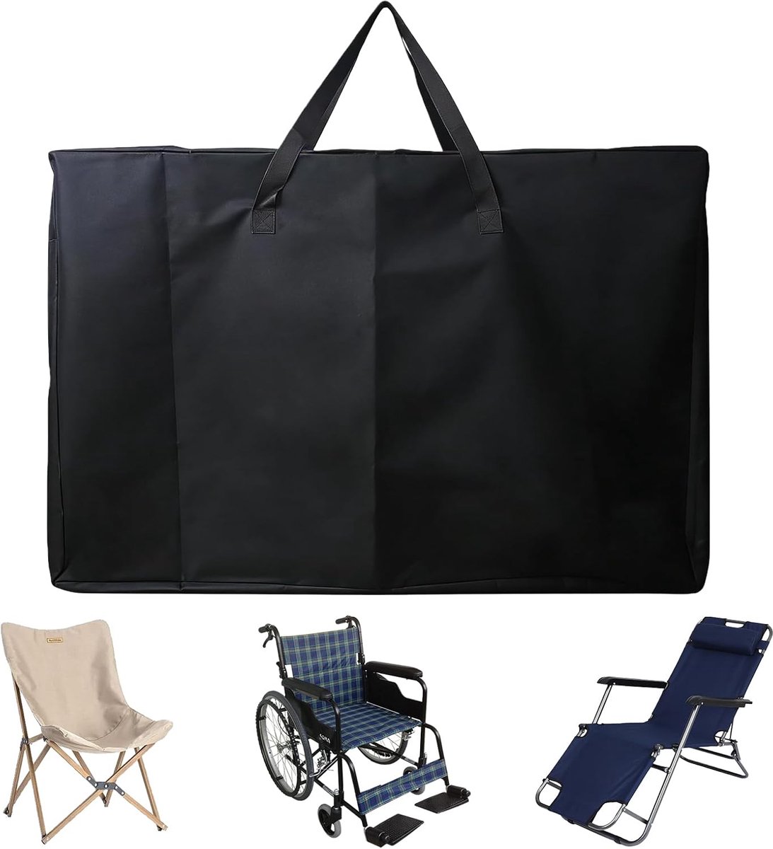 SnelShoppen - Vouwstoel Beschermhoes, Tuinstoel Cover, Opbergzak voor Tuinmeubels, 72 x 28 x 106 cm, 600D Waterdicht, Winddicht, UV Bestendig voor Bui
