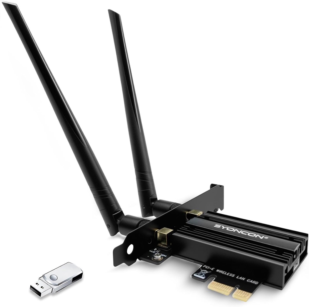 SnelShoppen - PCIe WLAN Kaart WiFi 7 BE6500 met Bluetooth 5.4, Tri-Band Netwerkkaart voor PC, 2882Mbps 6GHz, 2882Mbps 5GHz, 574Mbps 2.4GHz, Voor Windo
