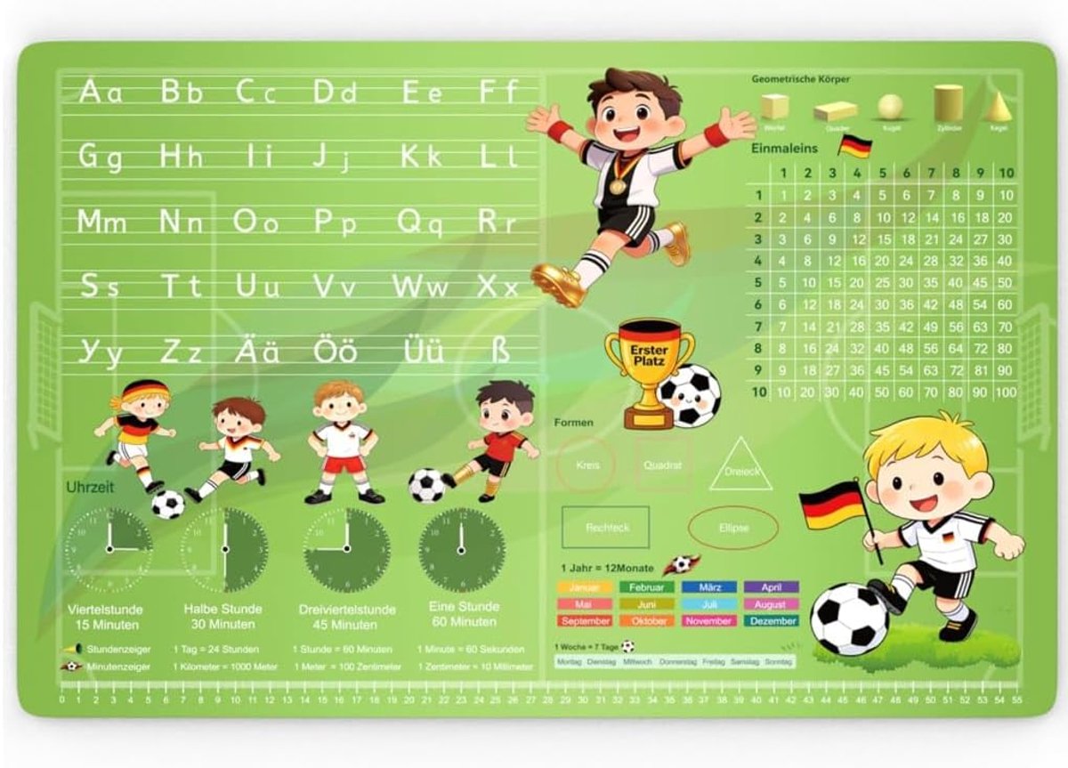 SnelShoppen - Bureauonderlegger voor Kinderen met Voetbaldesign - Kindvriendelijke Bureauonderlegger 60 x 40 cm - Perfect voor Huiswerk, Knutselen en