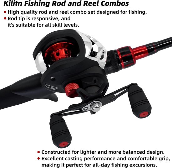 SnelShoppen - Hengel en Haspel Combo 5 voet - Baitcasting Hengel en Reel Set - Duurzame Glasvezel Telescopische Hengel - Ideaal voor Walleye, Perch, C van Snelshoppen — afbeelding 5