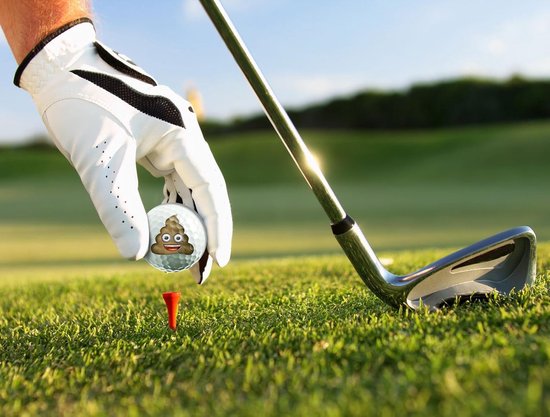 SnelShoppen - Emoji Golfballen Set van 6 - Grappige Multisport Golfballen met Hart-Ogen, Poep en Laughter Emoji - Duurzaam en Geschikt voor Lange Afst van Snelshoppen — afbeelding 4