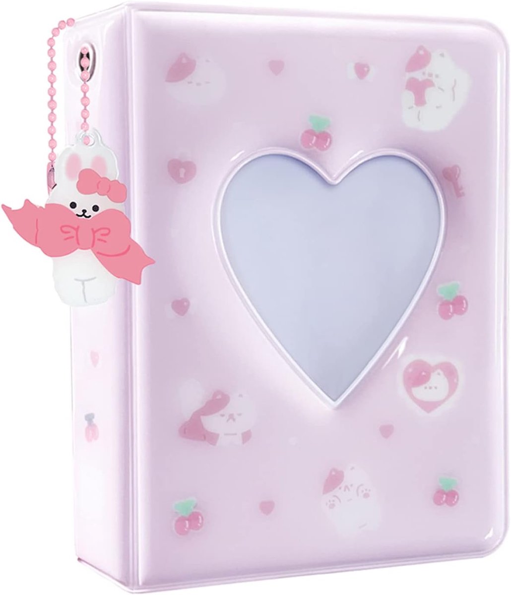 SnelShoppen - Kpop Photo Card Folder 7.5cm - Schattig Mini Foto Album met 40 Pockets - Duurzame Plastic Houder in Roze - Perfect voor Foto Kaarten Col