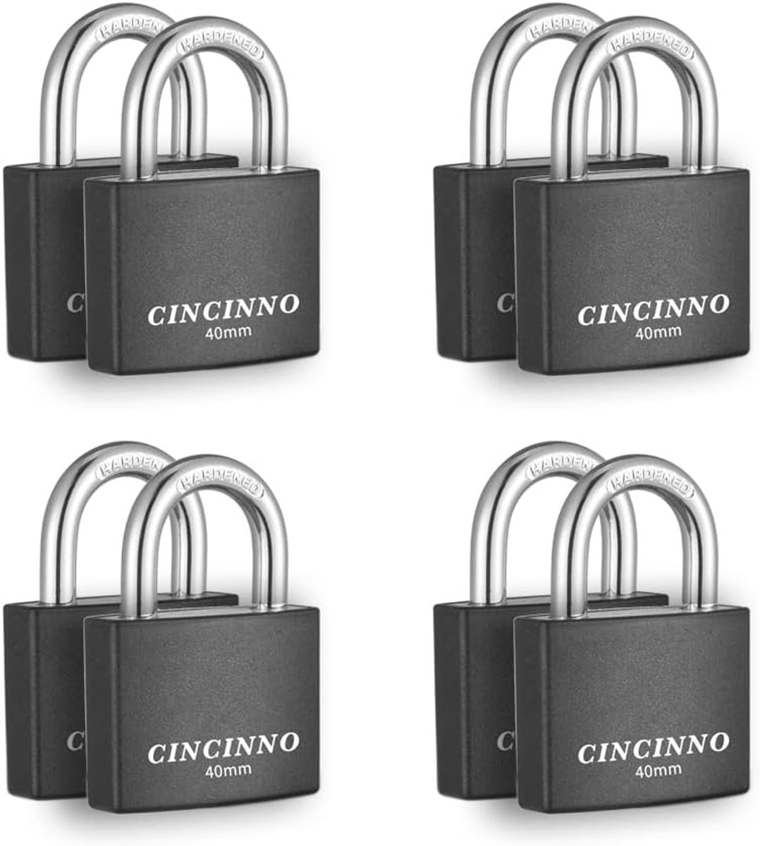 SnelShoppen - 8 Stuks Aluminium Hangsloten met Sleutel - 40mm Waterdichte Hangsloten - Veiligheidsloten voor Tuin, Camping en Buitengebruik