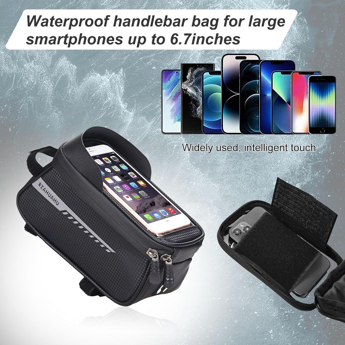 SnelShoppen - Waterdichte Fietstas met Touchscreen Telefoonhouder voor MTB, Racefiets, Stadsfiets en Trekkingfiets - Fietstas voor Smartphone, Gereeds
