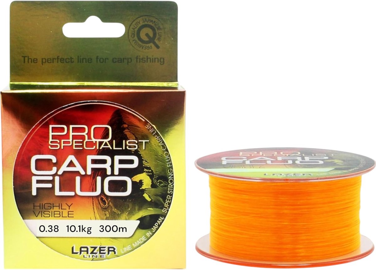 SnelShoppen - Monofil vislijn 300m DIA 0.38mm 10.1kg - Fluorescent oranje - Perfect voor karpervissen, method feeder en basis vissen - Duurzaam nylon