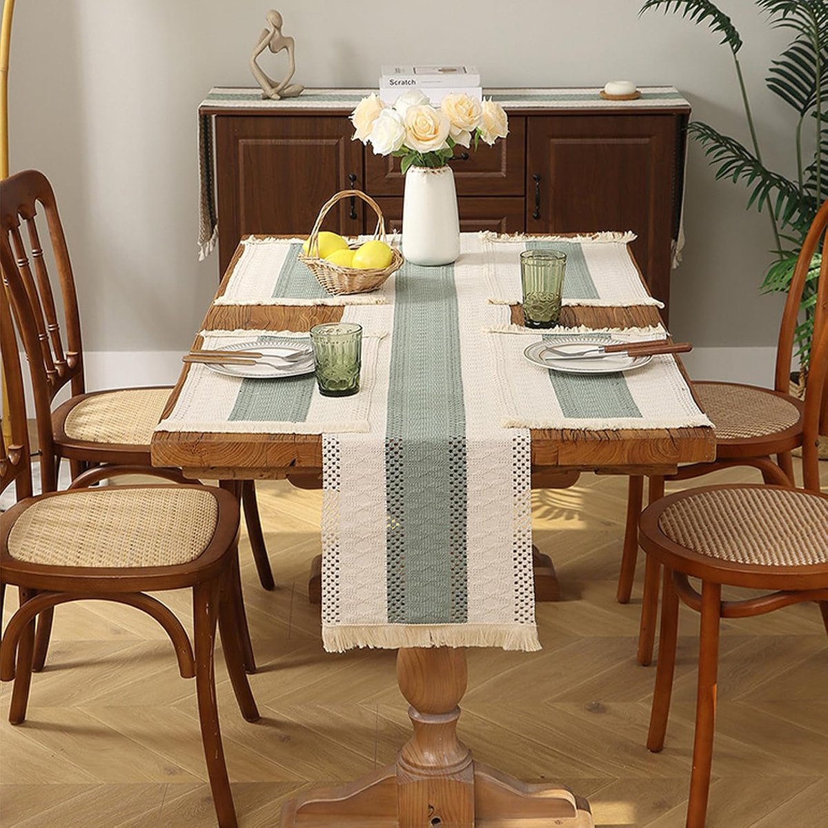 SnelShoppen - Table Runner 30 x 140 cm Groen, Feestelijke Tafelkleed Decoratie voor Verjaardag, Bruiloft, Kerst, Baby Shower, Modern Design, Duurzaam