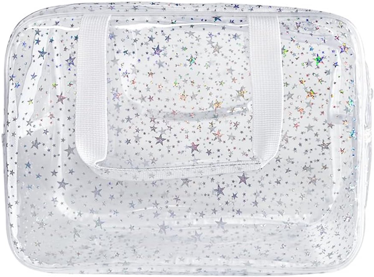 SnelShoppen - Star Pattern PVC Waterdichte Handtas Make-up Tas voor Make-up Verzorgingsproducten 30x13x20 cm - Trendy & Praktisch voor Dagelijks Gebru