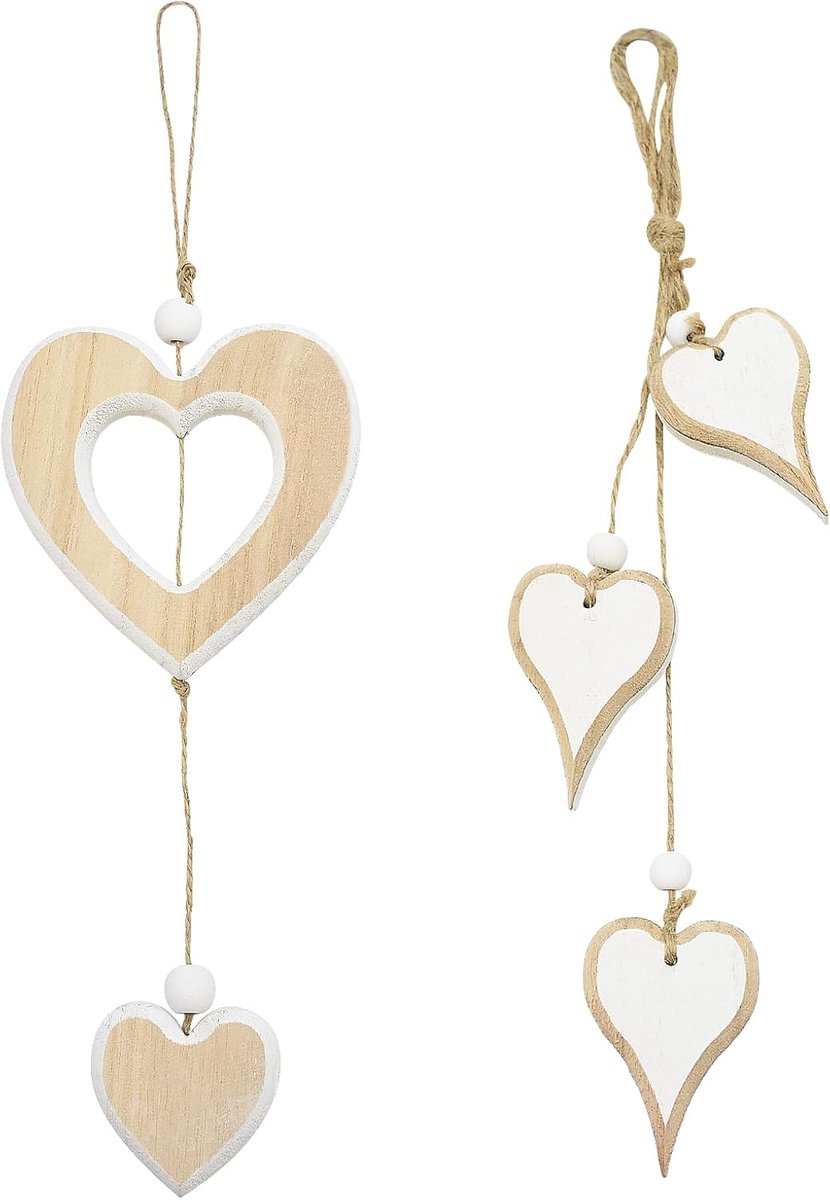 SnelShoppen - 2 Stuks Houten Hart Hangers, Decoratieve Harten van Hout, Raamdecoratie, Houten Hartdecoraties voor Thuis, Cadeau, DIY Knutselen