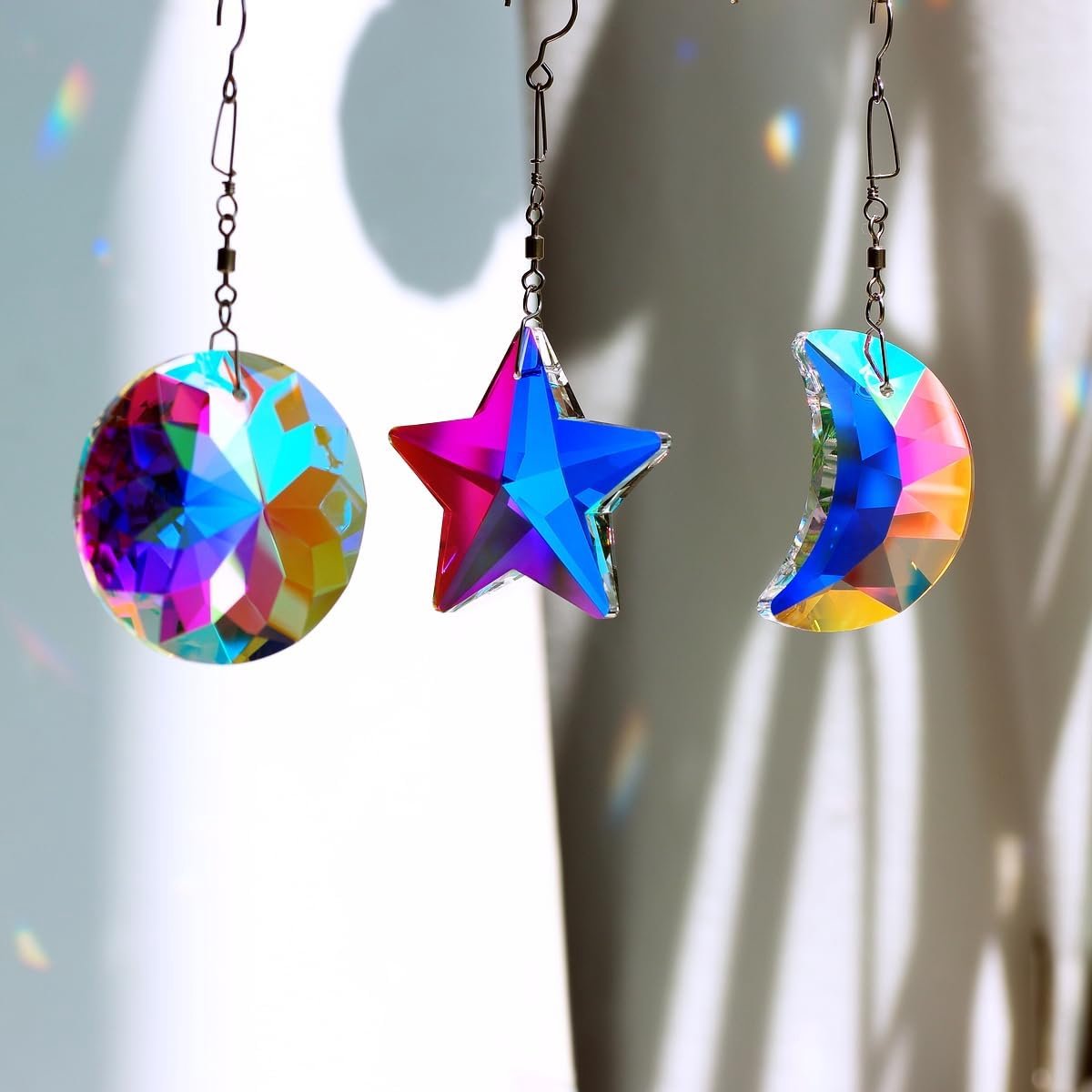 SnelShoppen - Crystal Prism Suncatcher voor Raamdecoratie, 3x Hangende Ornamenten, 45mm Regenboog Maker AB, Perfect voor Thuis en Tuin